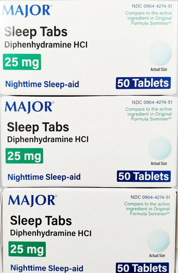 Major Sleep Tabs Nighttime Sleep Aid- 50 Tablets - 3 Pack