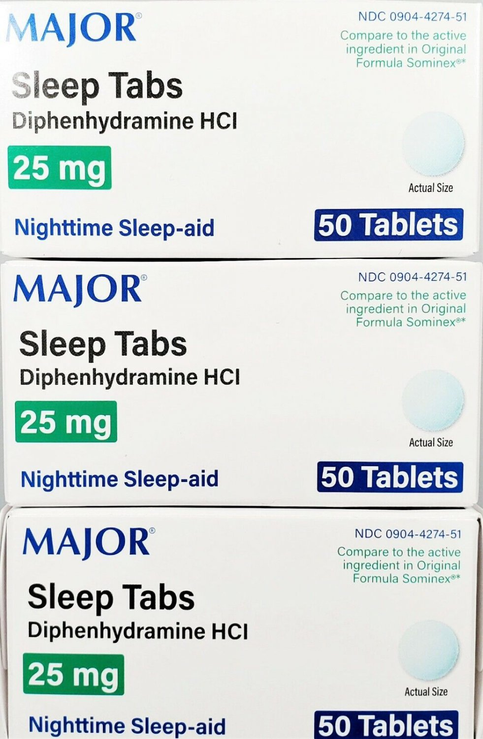 Major Sleep Tabs Nighttime Sleep Aid- 50 Tablets - 3 Pack