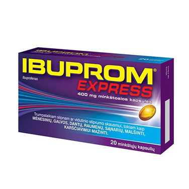 Ibuprom Express 400 mg soft capsules, 20 Caps - Ibuprofen