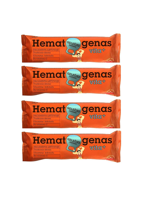 4x Hematogen Vita 50g - Classic Chocolate with Vitamin C - Pack of 4