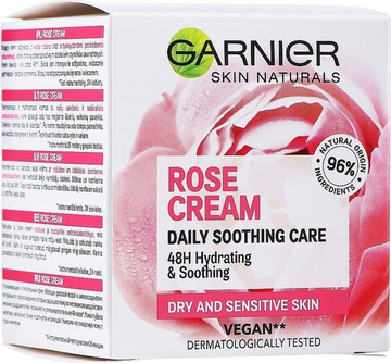 Garnier Skin Rose Cream 48H Hydrating & Soothing Face Dry and Sensitive Skin