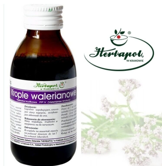 Tincture of Valerian root natural 100ml 3,4 fl.oz. Waleriana Herbapol